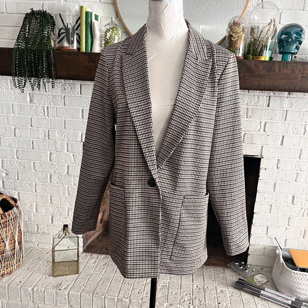 Herringnone Check Blazer Oversized Fit H&M Size Medium